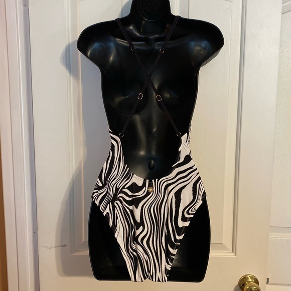 “SUNSHINE 79” Psychedelic Zebra Plunge Bathing Suit - Picture 12 of 16